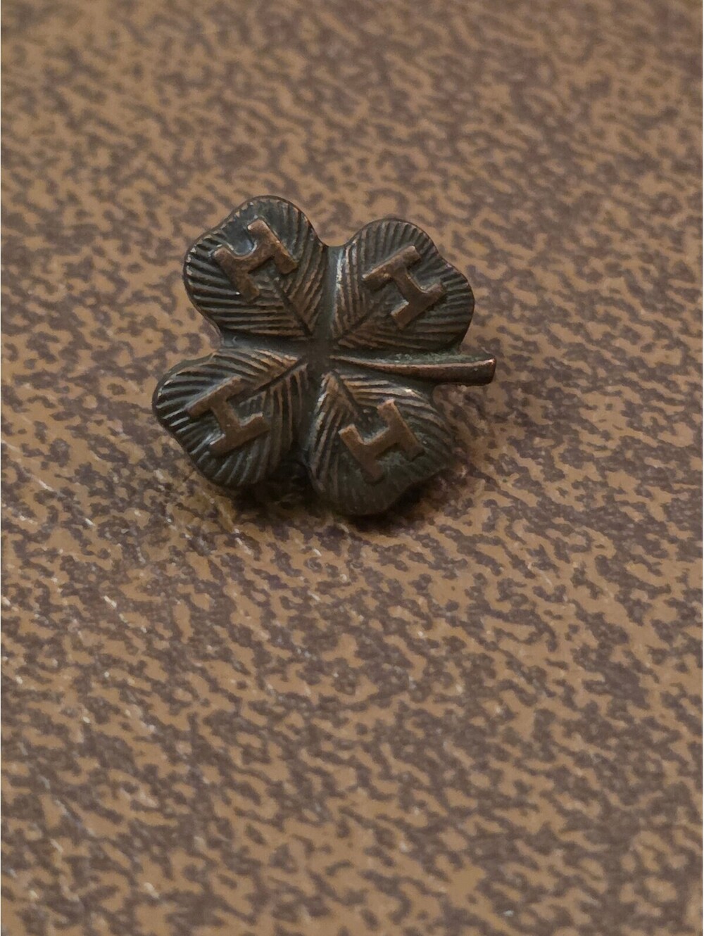 Vintage Antique Bronze 4-H Club Four-Leaf Clover Lapel Pin Hat Pin 4 H Youth Org